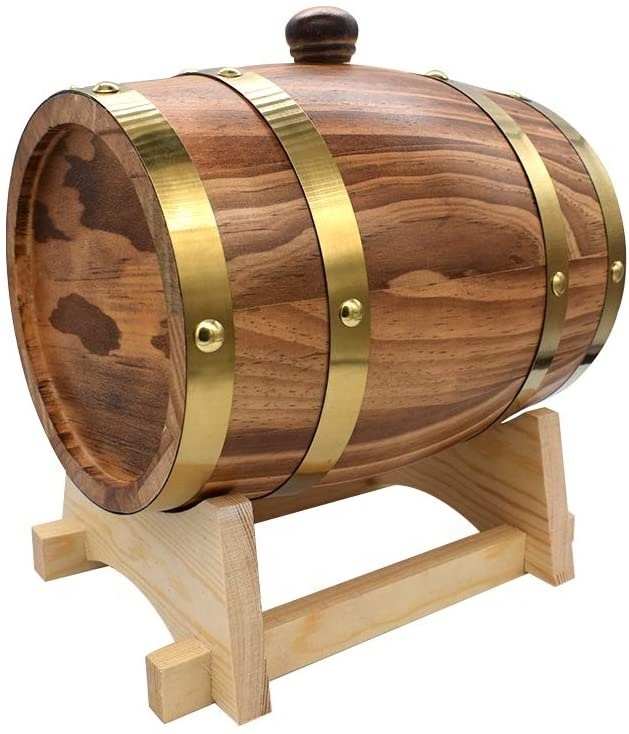 1.5L Oak Aging Barrels Whiskey Barrel Dispenser Home Wine Bucket Whiskey Barrel for Wine, Spirits, Beer,Exquisite wooden bucket