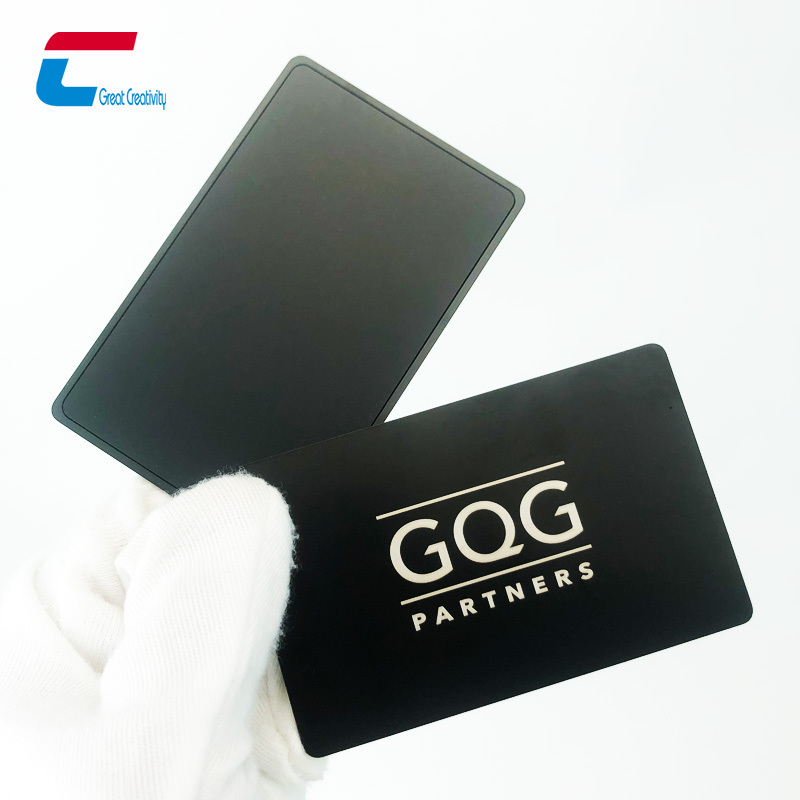 Free Sample Metal Businessccards With Logo Printing NTAG215 NTAG216 Smart Matte Black Blank Metal Cards Vip Business Visa Cards