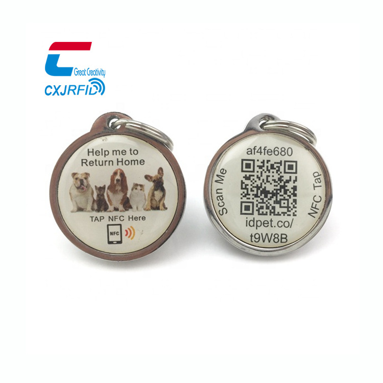 Printed Custom Qr Code Keychain And Url Programmable Rfid Epoxy Nfc Pet Id Tag