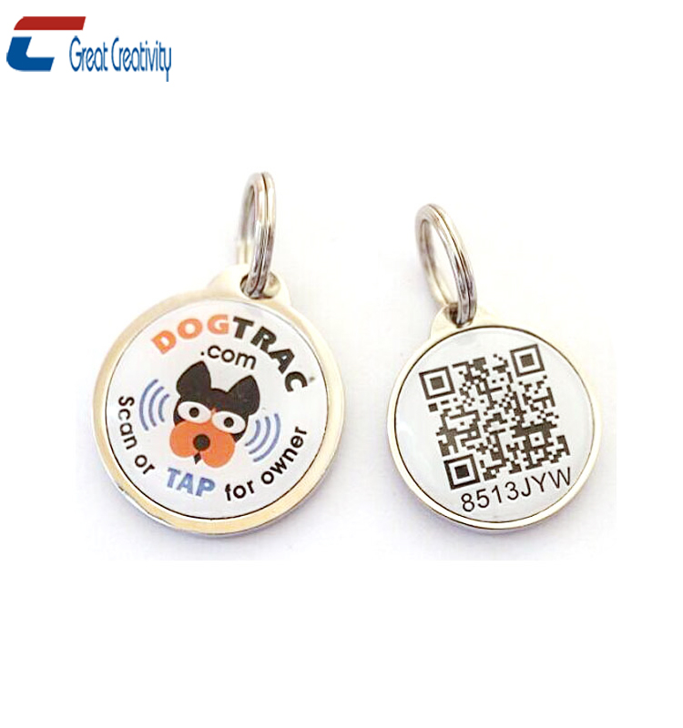 Printed Custom Qr Code Keychain And Url Programmable Rfid Epoxy Nfc Pet Id Tag