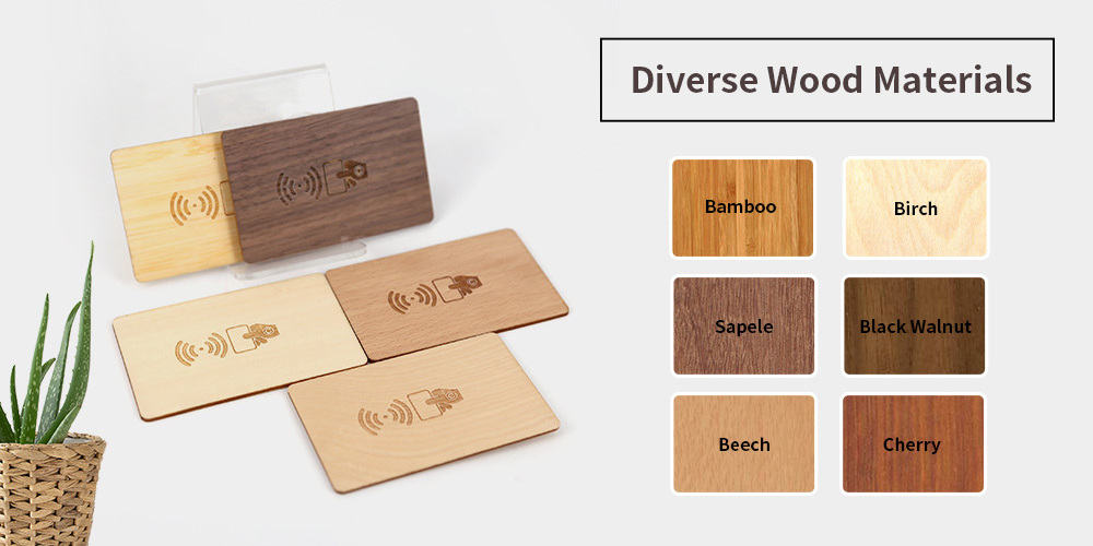 Custom Printing wood nfc bamboo business rfid wooden card