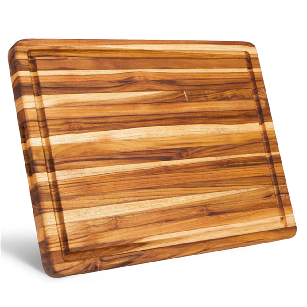 Christmas Edge Grain Chopping Block Large Reversible Teak acacia  Wood Cutting Board for food with handles