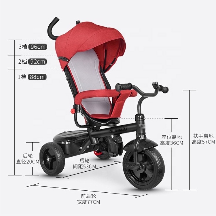 4 in 1  Air Pump Tire Cheap Kids Tricycle With Canopy