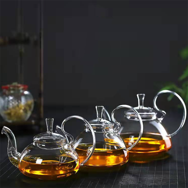 Wholesale Glass Kettle Teapot Clear Heat Resistant Glass Tea Pot High Borosilicate Glass Teapot With Infuser And Handle