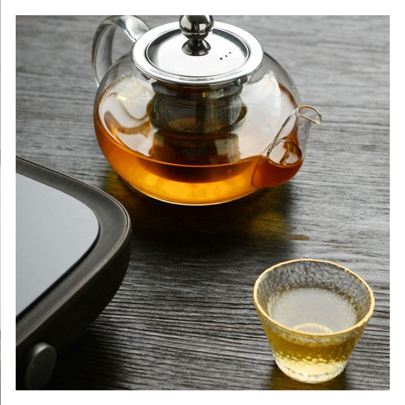 Customized Logo 600Ml 800Ml Glass Teapot With Removable Stainless Steel Infuse