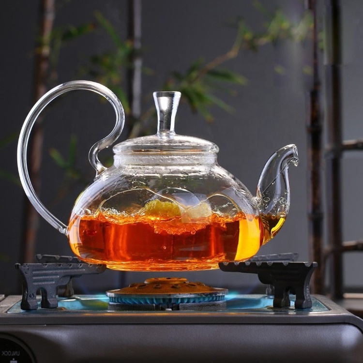 Wholesale Glass Kettle Teapot Clear Heat Resistant Glass Tea Pot High Borosilicate Glass Teapot With Infuser And Handle