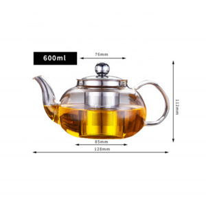 Customized Logo 600Ml 800Ml Glass Teapot With Removable Stainless Steel Infuse