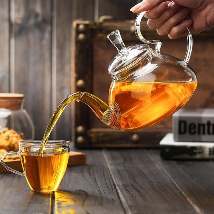 High Quality Heat Resistant Borosilicate Glass Tea Pot With Infuser