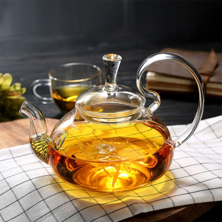 Wholesale Glass Kettle Teapot Clear Heat Resistant Glass Tea Pot High Borosilicate Glass Teapot With Infuser And Handle