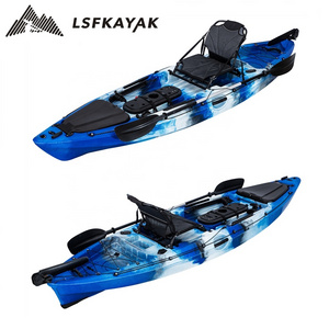 Hot Single Seat One Person 10FT Fishing Sit On Top Canoe LDPE&HDPE Plastic Kayak with rudder system with footbrace