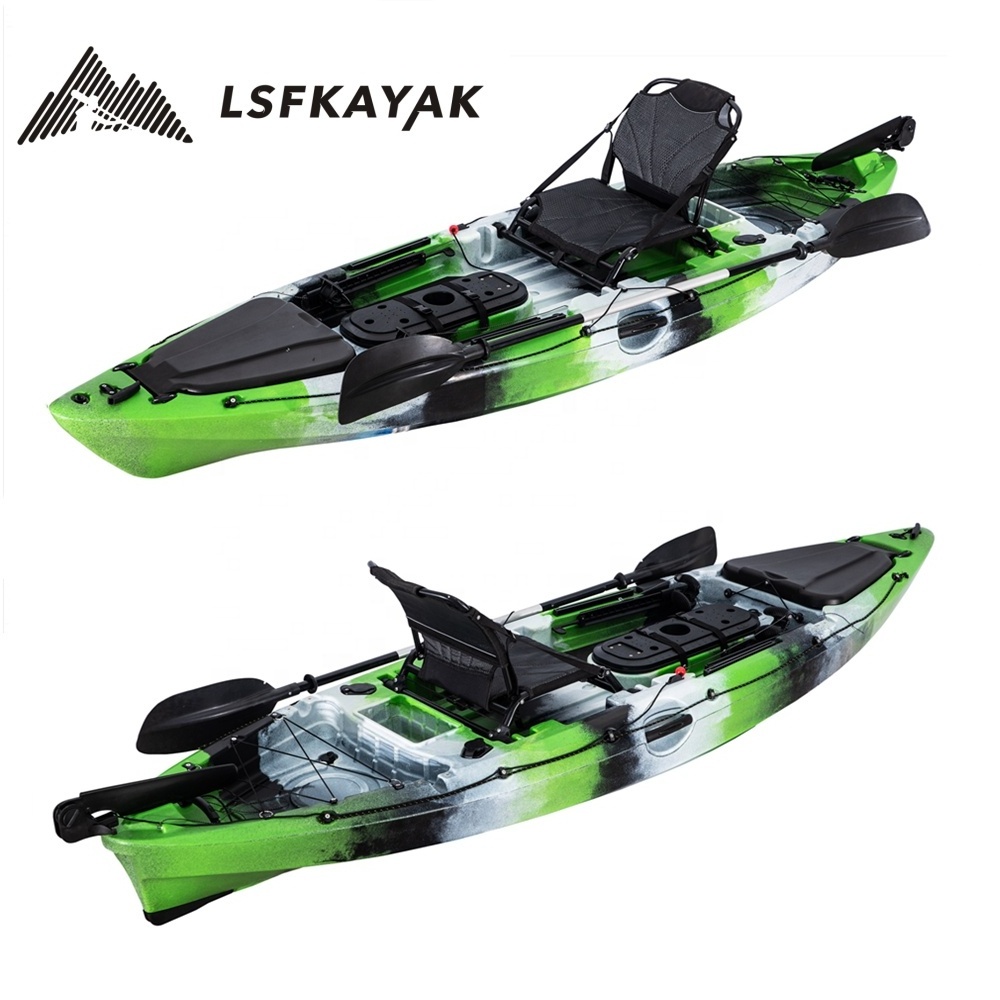 Hot Single Seat One Person 10FT Fishing Sit On Top Canoe LDPE&HDPE Plastic Kayak with rudder system with footbrace