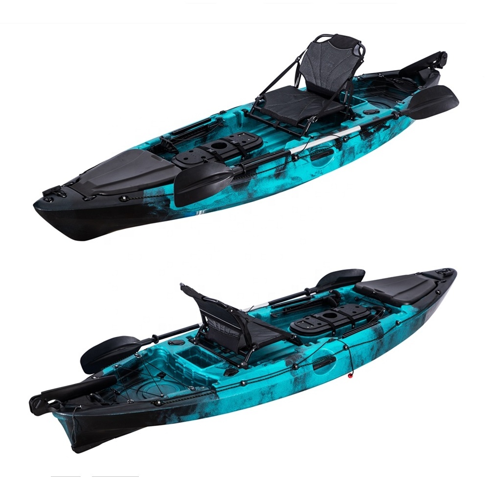 Hot Single Seat One Person 10FT Fishing Sit On Top Canoe LDPE&HDPE Plastic Kayak with rudder system with footbrace