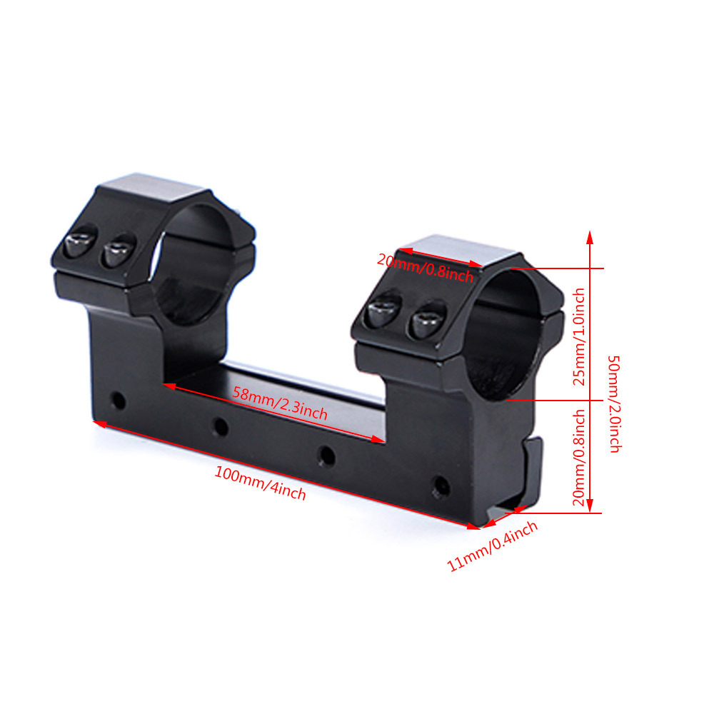 25.4mm 30mm Dual Ring Scope Mount Heavy Duty Cantilever Dovetail Integrated 11& 20 mm Flashlight Mount