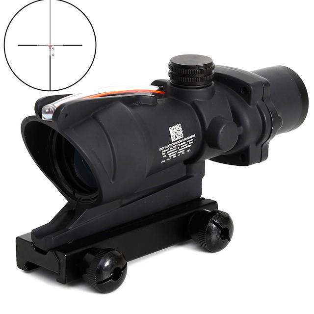 Honestill ACOG 4X32 Real Fiber Optics Red Green Illuminated Chevron Glass Etched Reticle Optical Sight