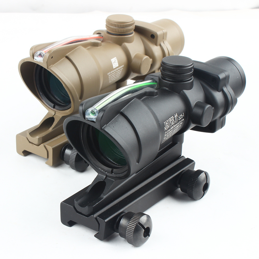 Honestill ACOG 4X32 Real Fiber Optics Red Green Illuminated Chevron Glass Etched Reticle Optical Sight