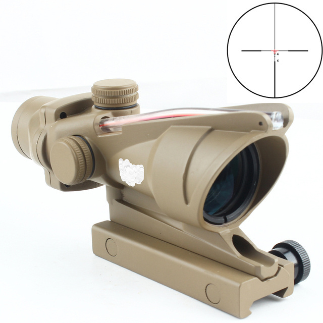 Honestill ACOG 4X32 Real Fiber Optics Red Green Illuminated Chevron Glass Etched Reticle Optical Sight