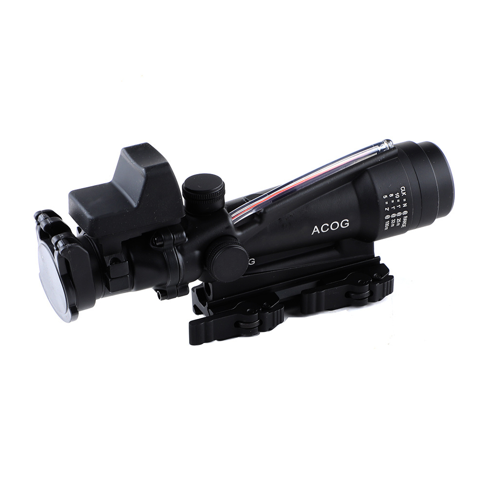 Tactical ACOG 3.5X35 Prism Scope Sight QD Quick Detach Red Fiber Illuminated Scope With Mini Red Dot Hunting Accessories