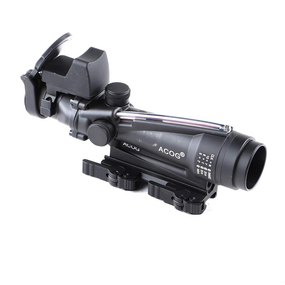 Tactical ACOG 3.5X35 Prism Scope Sight QD Quick Detach Red Fiber Illuminated Scope With Mini Red Dot Hunting Accessories