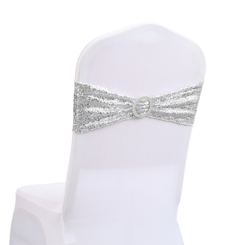 Hot Selling Spandex Wedding Sashes Gold Chair Sashes Chair Cover Stretch Band With Buckle Slider For Wedding Banquet Decoration