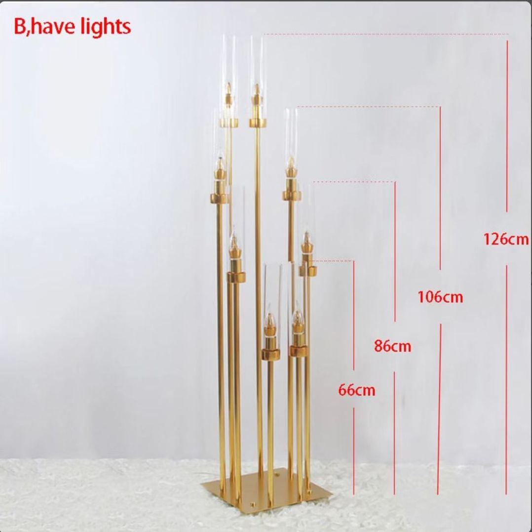 8 Head Gold Metal Candle Holder Wedding Decoration Table Centerpieces Gold Metal Candelabra Candlestick Holder Party Wedding