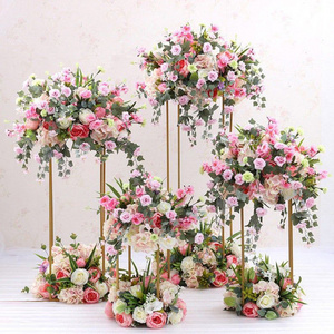 2023 New Arrival Indian Wedding Centerpiece 4pieces Set Modern Gold Frame Vases DIY Floral Stand Gold For Wedding