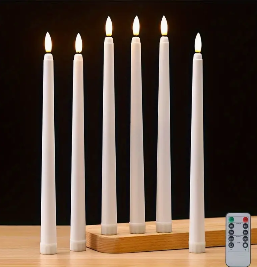 Plastic Flameless Taper LED Candles With Remote Control Battery Operated Flameless LED Candle Light For Wedding Table Decoration