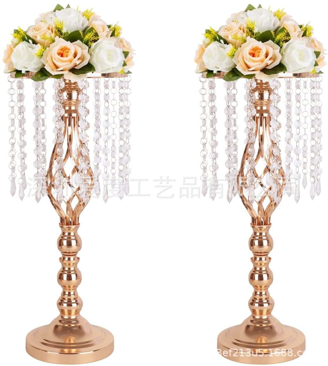 Crystal Pendant Rustic Twist-like Vase Gold Metal Party Pcs Decoration Wedding CenterpieceTall Flower Vase Flower Stand