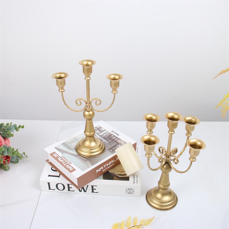 Gold 3 Arms 5 Arms Candelabra, 19 Inch Metal Tall Candelabra Candle Holder for 1 Inch Diameter Pillar Candles Candlestick Holder