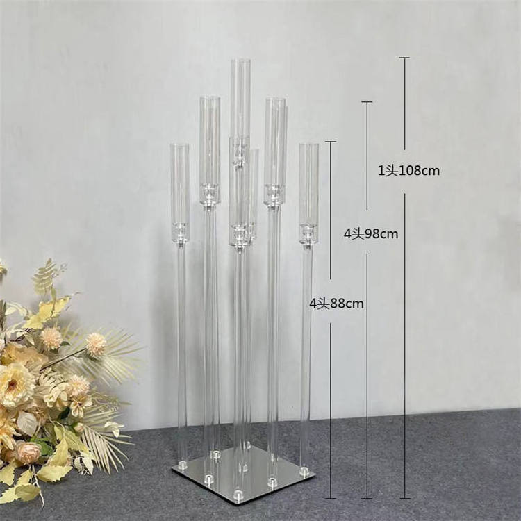 9 Head Acrylic Candelabra Centerpieces Stand Candlestick Wedding Table Decoration Transparent Tall Acrylic Clear Candle Holders