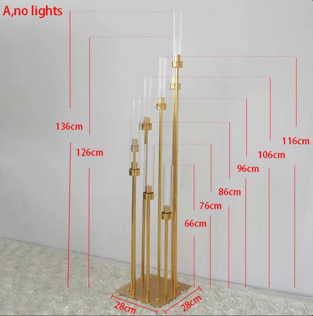 8 Head Gold Metal Candle Holder Wedding Decoration Table Centerpieces Gold Metal Candelabra Candlestick Holder Party Wedding