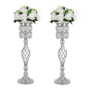 Table Decor Accessories Silver Gold Metal Floral Stand Tall Flower Vase Wedding Centerpiece Stands for wedding