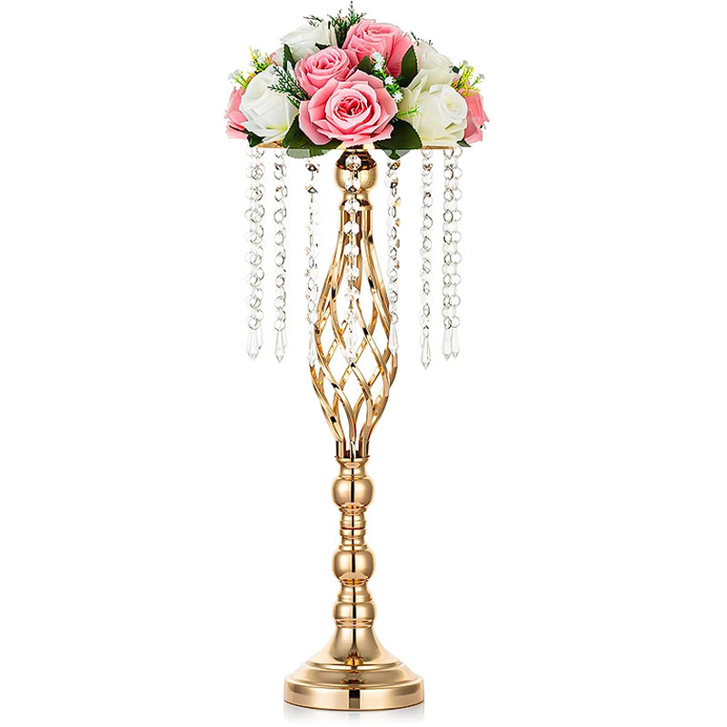 Crystal Pendant Rustic Twist-like Vase Gold Metal Party Pcs Decoration Wedding CenterpieceTall Flower Vase Flower Stand