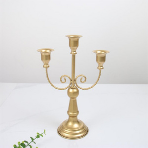 Gold 3 Arms 5 Arms Candelabra, 19 Inch Metal Tall Candelabra Candle Holder for 1 Inch Diameter Pillar Candles Candlestick Holder