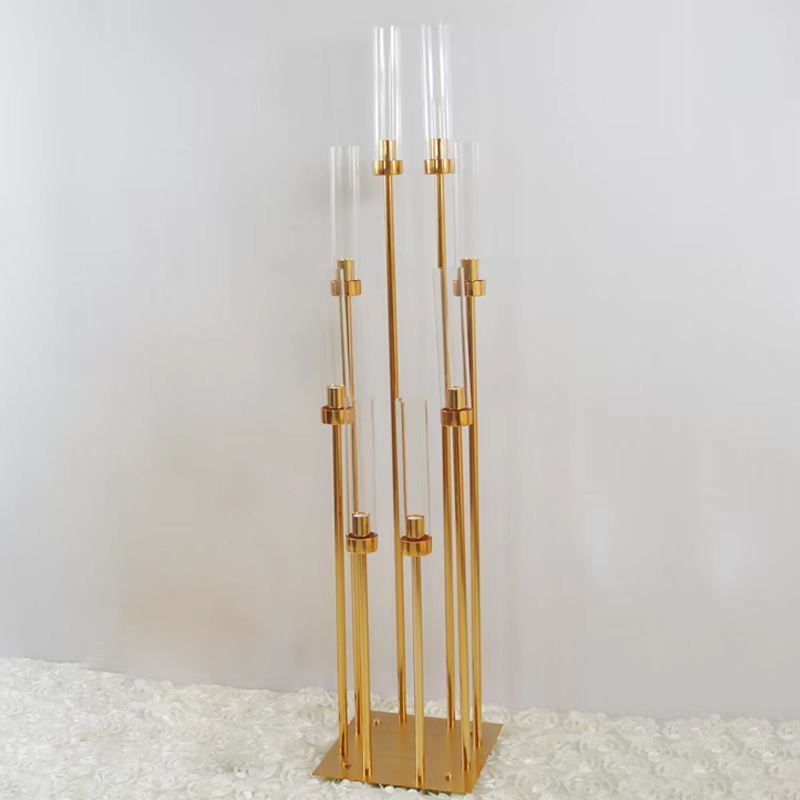 8 Head Gold Metal Candle Holder Wedding Decoration Table Centerpieces Gold Metal Candelabra Candlestick Holder Party Wedding