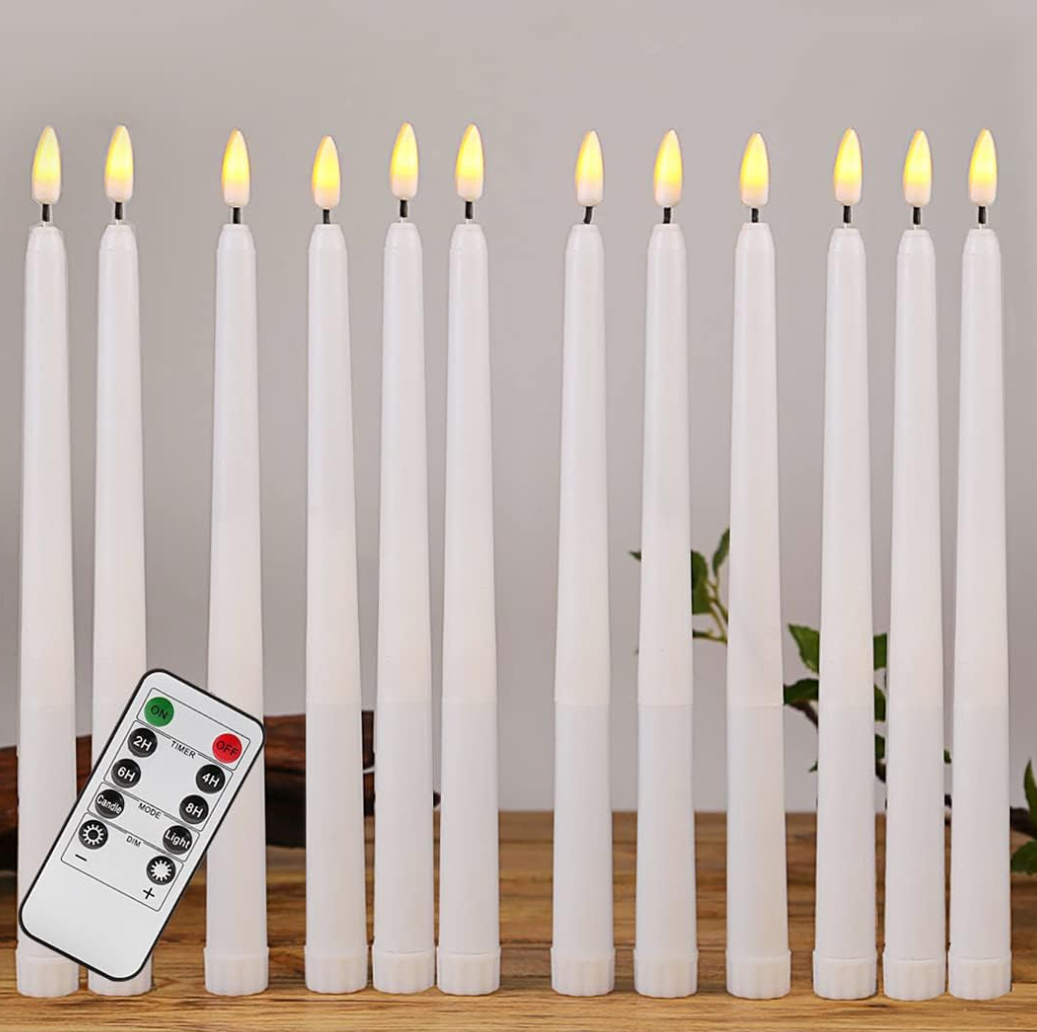 Plastic Flameless Taper LED Candles With Remote Control Battery Operated Flameless LED Candle Light For Wedding Table Decoration