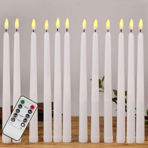 Plastic Flameless Taper LED Candles With Remote Control Battery Operated Flameless LED Candle Light For Wedding Table Decoration