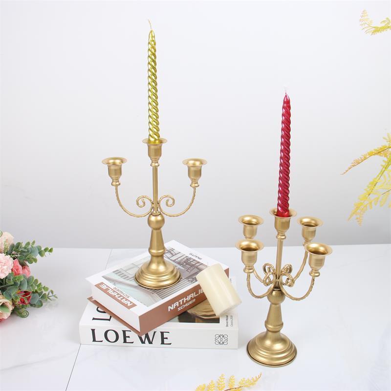 Gold 3 Arms 5 Arms Candelabra, 19 Inch Metal Tall Candelabra Candle Holder for 1 Inch Diameter Pillar Candles Candlestick Holder