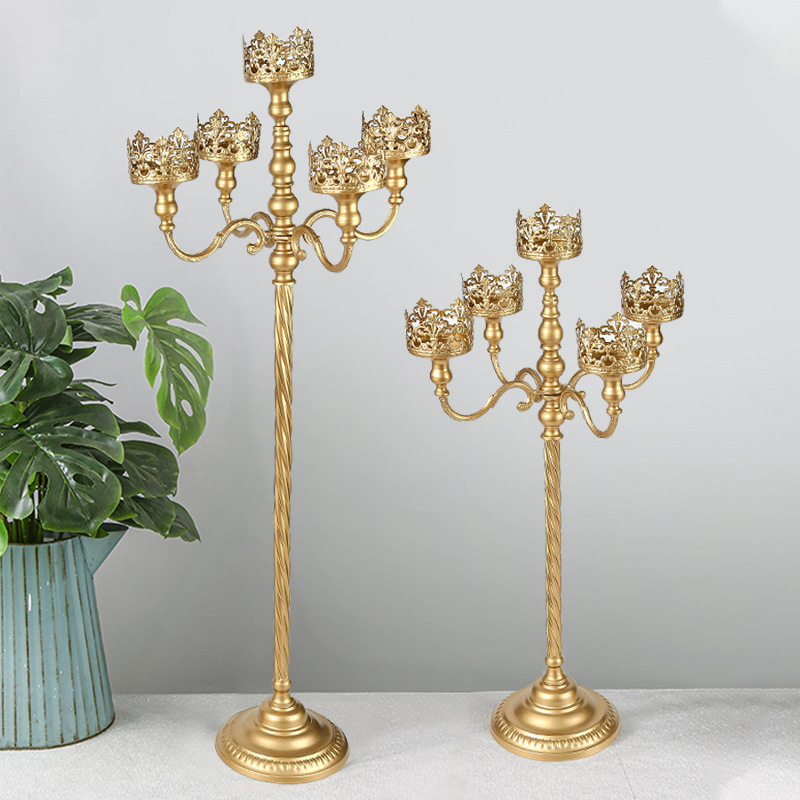 Iron Candlestick Holders Vintage Metal Candelabra Candlestick Holders for 2.75 inch Candles 5 Arms Candle Holder