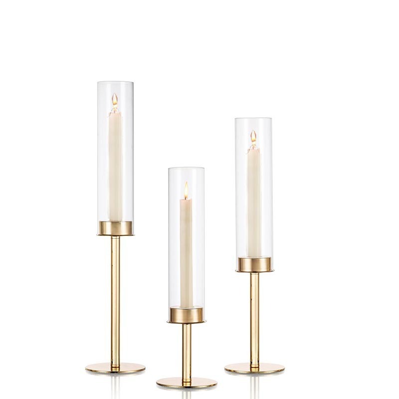 Set of 3 Gold Taper Candle Holders Tall Brass Candlestick Holder Candle Stand  Table Centerpiece for Wedding Party Decor