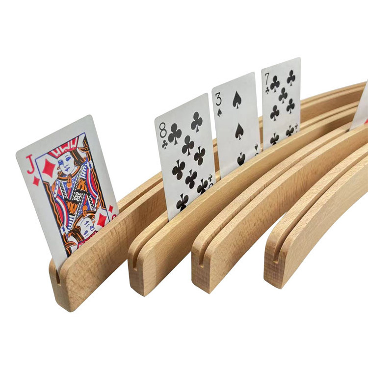 Games Solid Wooden Organizer Includes Playing Poker Cards Holder Wooden Tray Racks Bridge Canasta Display Stand