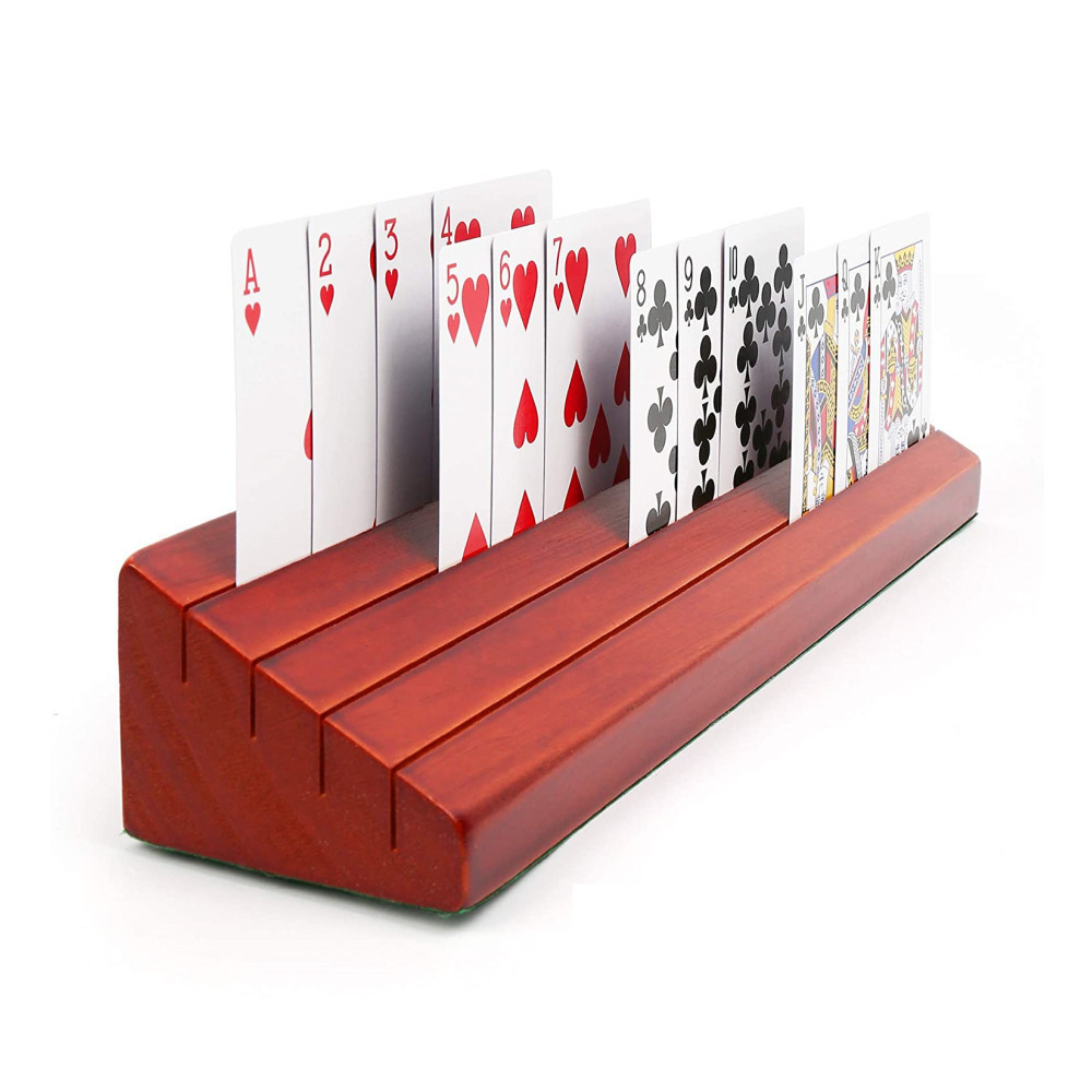 Wood Playing Card Holders Tray Racks Organizer Set Of  Kids Seniors Adults Latest Version For Bridge Canasta Card Playing