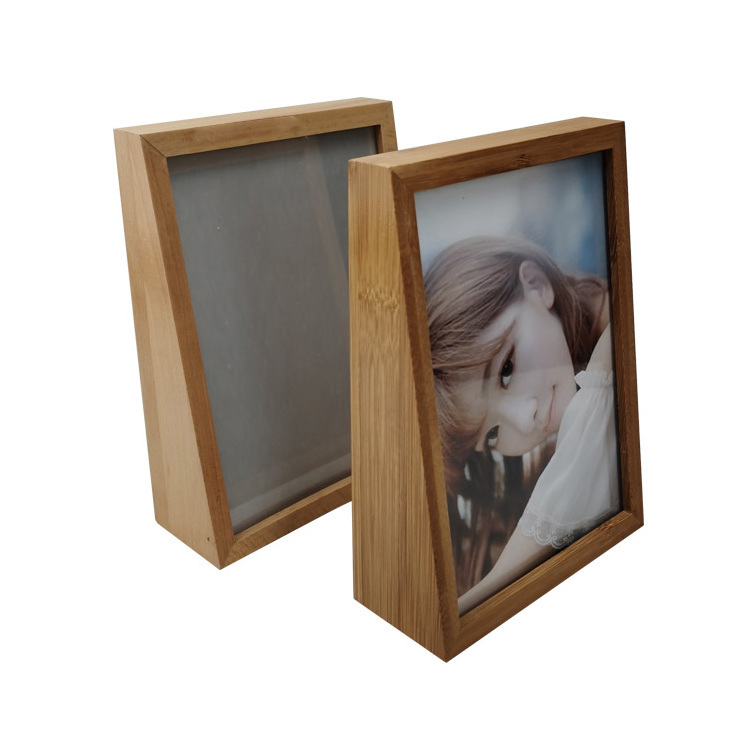 Transparent Double Sided Glass Picture Frame Wooden Floating Photo Frame Wall Art Picture Frame