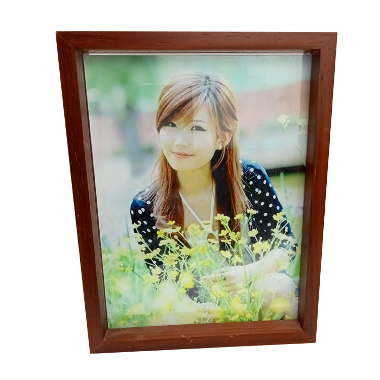 Transparent Double Sided Glass Picture Frame Wooden Floating Photo Frame Wall Art Picture Frame