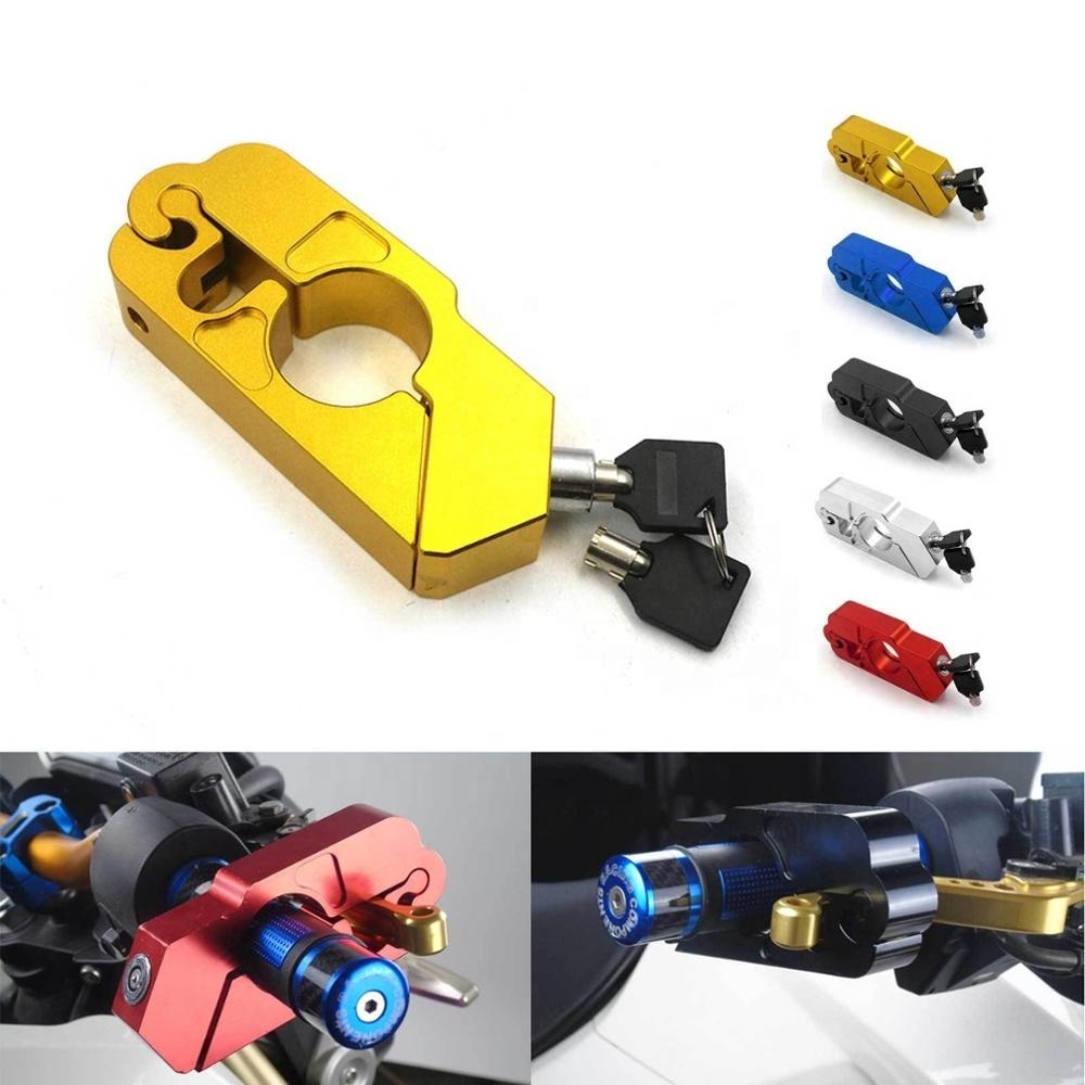 Black/Blue/Red/Gold/Silver CNC Aluminum Security Grip Lock Throttle Handlebar Security Locks for Motorcycle Brake Grips