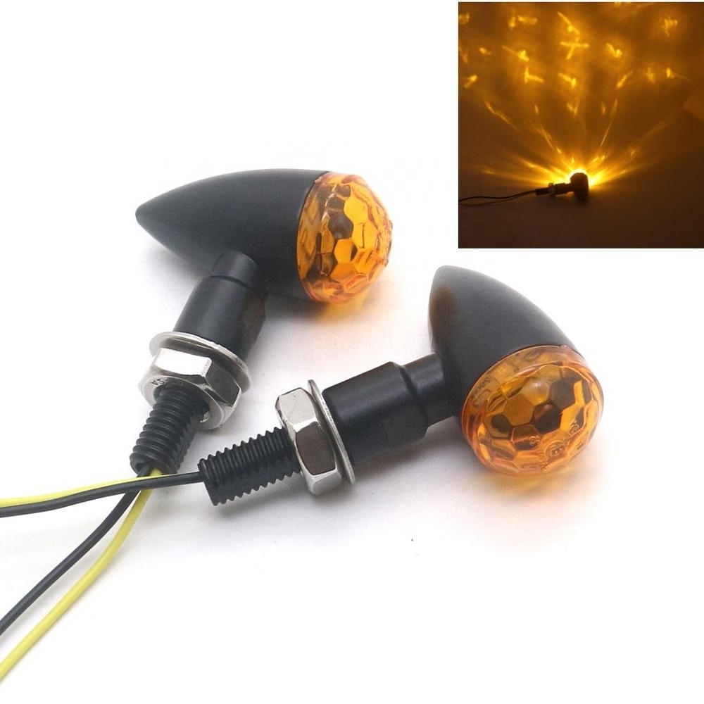 Spherical Lens Black Metal LED Motorcycle Mini Bullet Turn Signal Light Indicator For Harley Chopper Bobber Street Bike