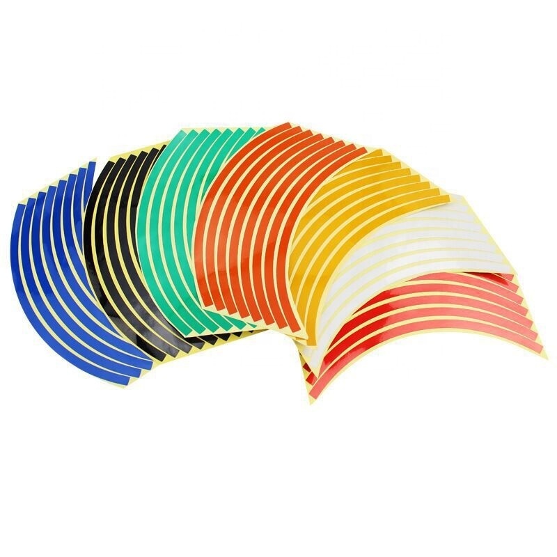 Colorful Hyper Spectrum Reflective Wheel Rim Tape Stripes Sticker Universal for 12''/18'' Motor bike and Car Wheels