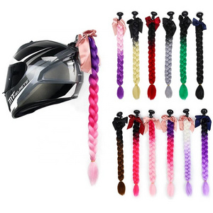 Colorful Helmet Decorations Braid Hair Punk Cockscomb Modeling Motorcycle Helmet Woman Braids Wig Ski Mohawk