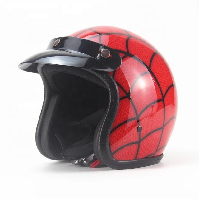 Fashion M/L/XL/XXL ABS Red Spiderman Look Motocross Racing Helmet Cascos Motorcycle Half Face Helmet