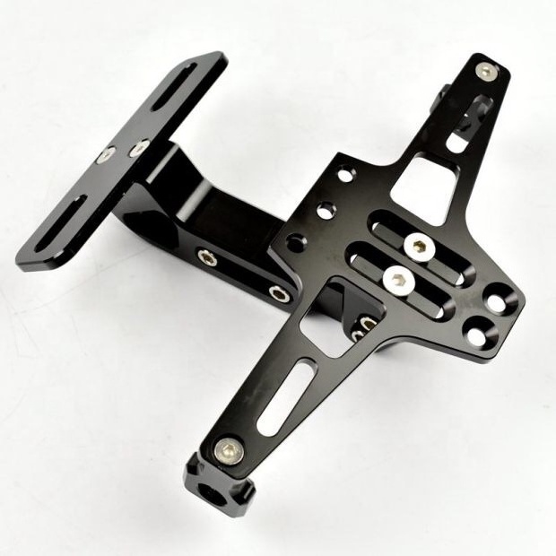 Motorcycle Refit Adjustable CNC Billet Aluminum License Plate Light Bracket Frame Universal for All Motorbikes