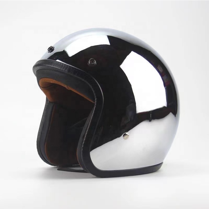 Universal 3/4 Open Face Retro Helmet High Quality ABS S/M/L/XL/XXL Open Half Face Riding Motorcycle Helmets Chrome